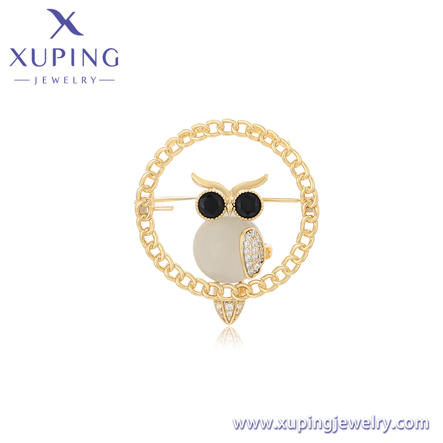 Xuping دبوس صدر أنيق على شكل بومة من النحاس المطلي بالذهب عيار 14 قيراط